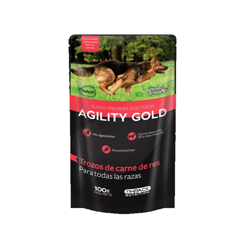 AGILITY GOLD POUCH TROZOS DE CARNE DE RES X 100G