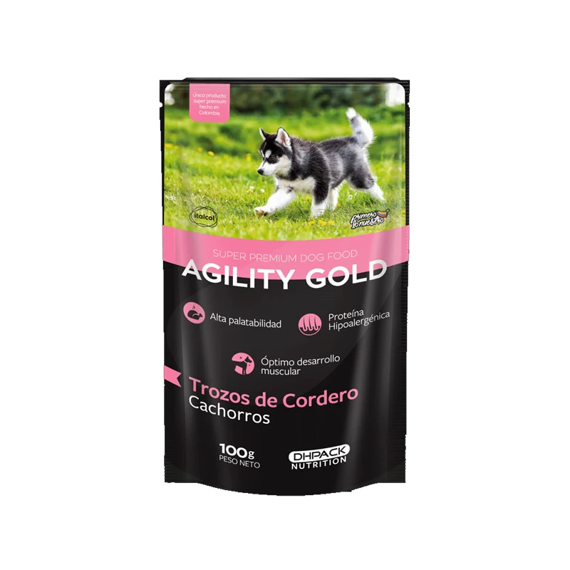 AGILITY GOLD POUCH TROZOS DE CORDERO CACHORRO X 100G