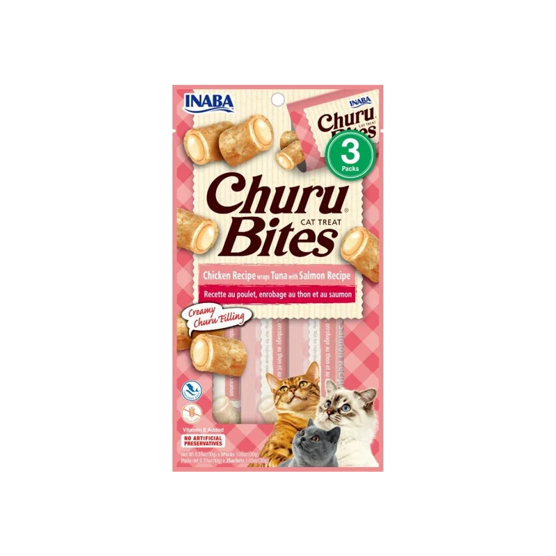 CHURU BITES F CHICKEN RECIPE WRAPS TUNA WITH SALMON RECIPE X 3 (ROSADO)