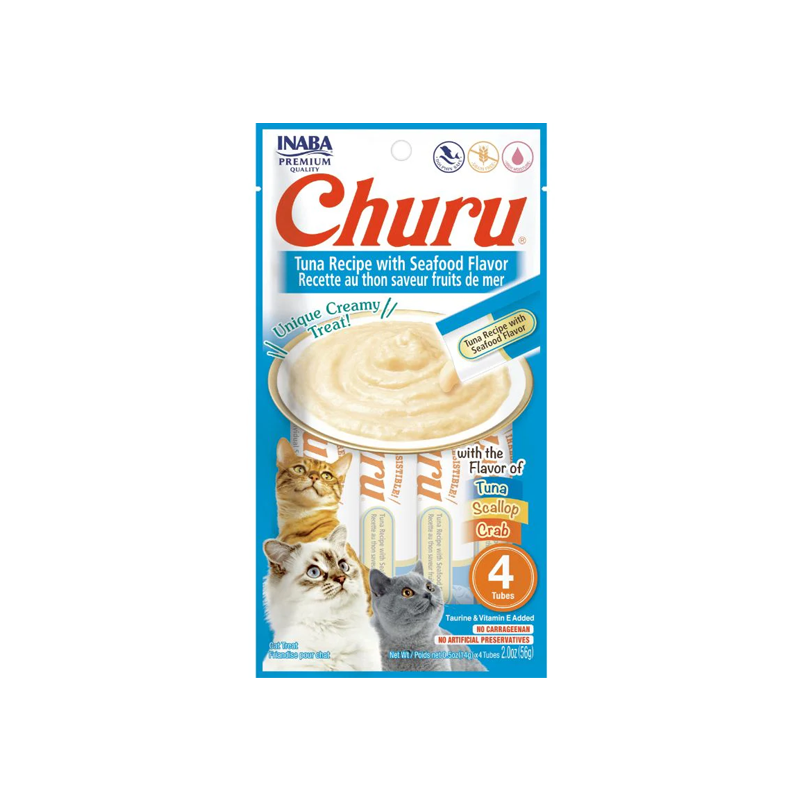 CHURU CAT TUNA RECIPE WITH SEAFOOD FLAVOR X 4 (AGUAMARINA)