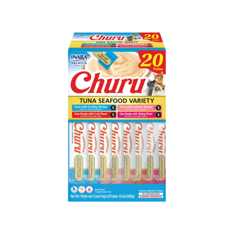 CHURU CAJA TUNA SEAFOOD VARIETY 20 TUBOS (AZUL TURQUESA)