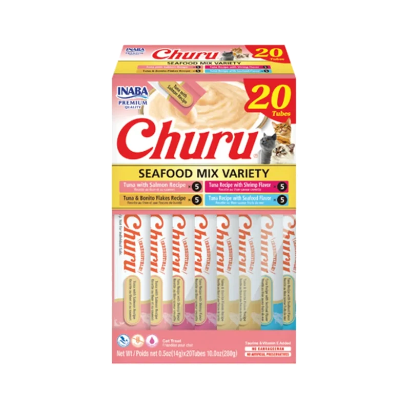CHURU CAJA TUNA SEAFOOD MIX VARIETY 20 TUBOS (ROSADO)