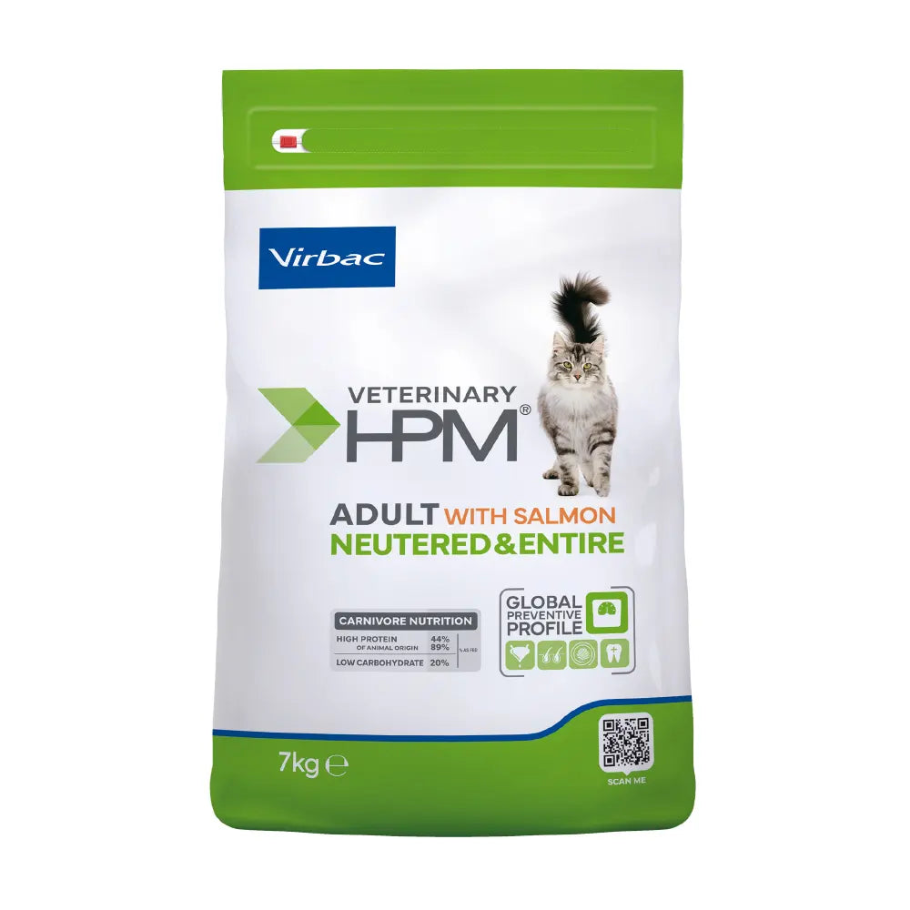 VIRBAC HPM F ADULT WITH SALMON NEUTERED & ENTIRE X 7 KG