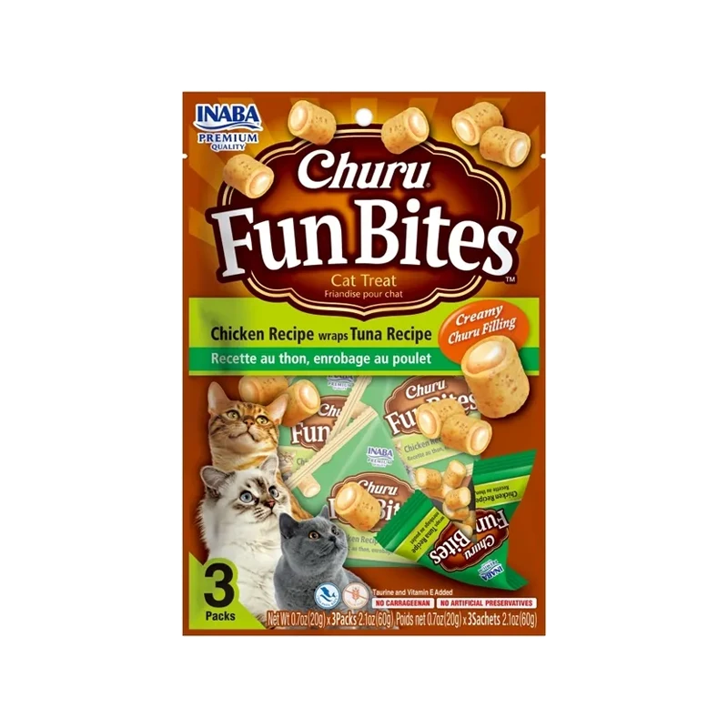 CHURU CAT FUN BITES CHICKEN WITH TUNA X 3 (VERDE)