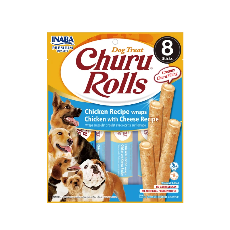 CHURU DOG ROLLS CHICKEN WITH CHEESE X 8 (AZUL)