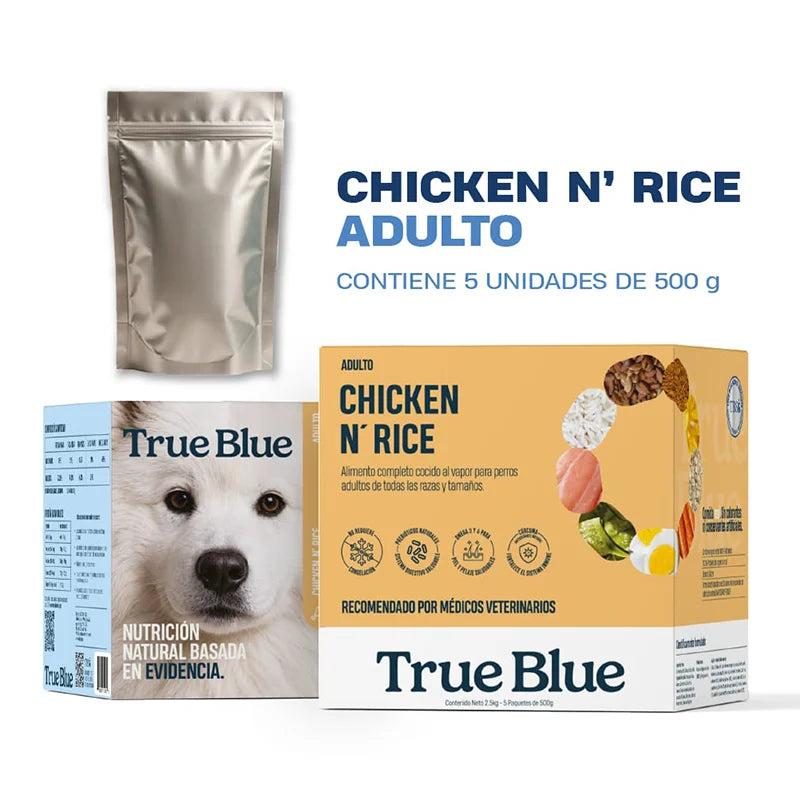 NIDDO TRUE BLUE CHICKEN AND RISE ADULTO X 500 GR X 5 UND
