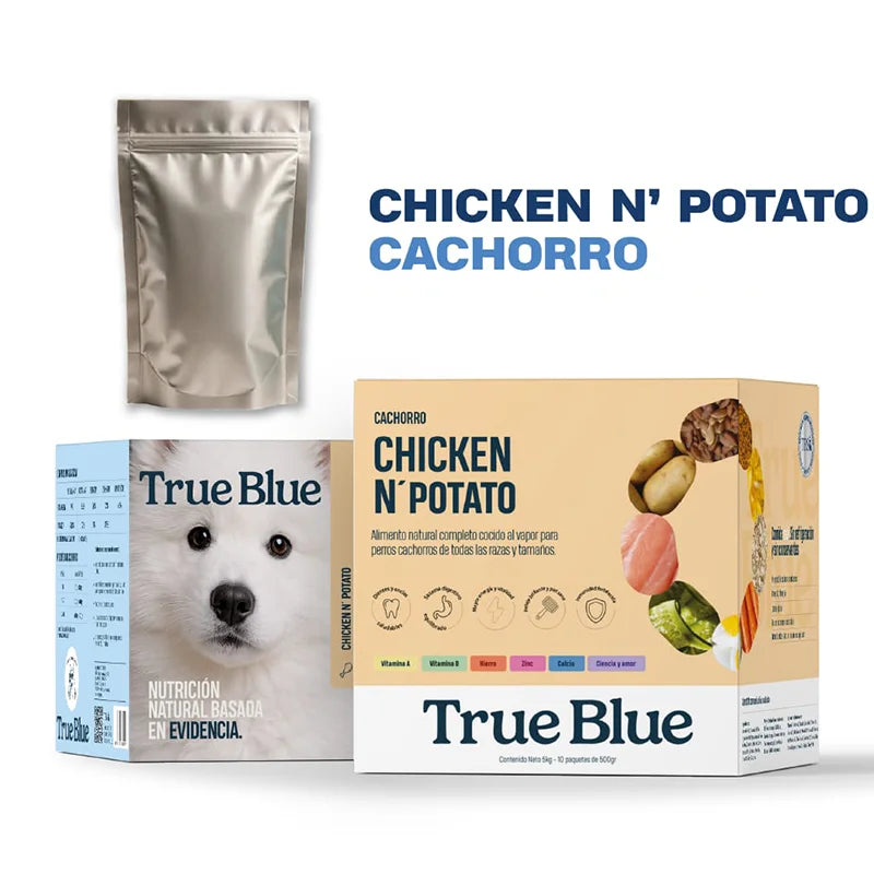 NIDDO TRUE BLUE CHICKEN AND POTATO CACHORRO X 500 GR X 10 UND