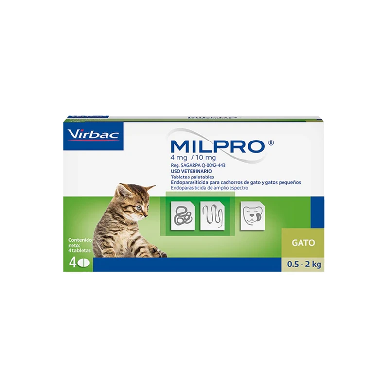MILPRO GATITO 4/10MG BLISTER X 2 TABLETAS