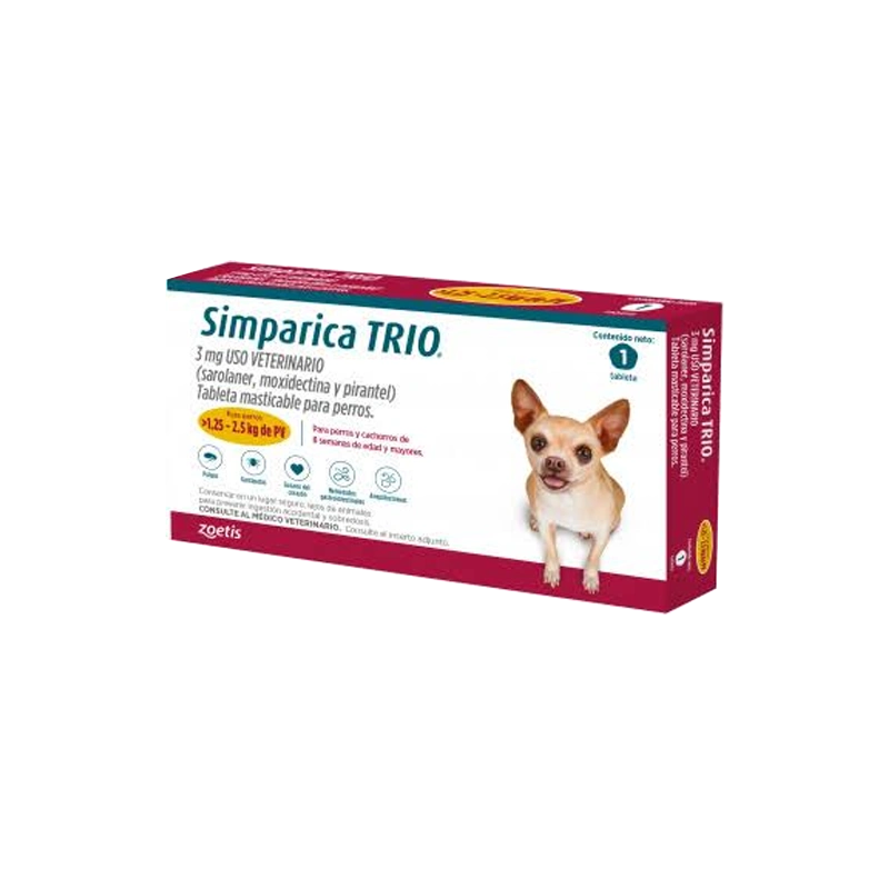 SIMPARICA TRIO 01.25-2.5 KG CAJA X 1 TABLETA (DORADO)