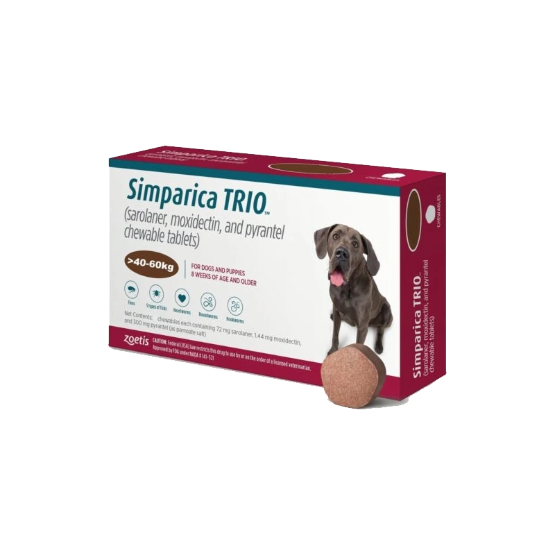 SIMPARICA TRIO 40 - 60 KG CAJA X 1 TABLETA (CAFÉ)
